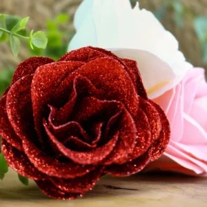 Fleur - Rose paillette rouge