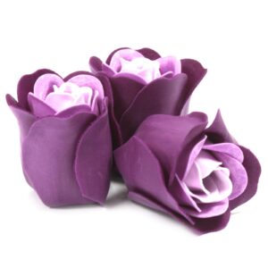 Fleurs de savon - Petites roses violettes x3